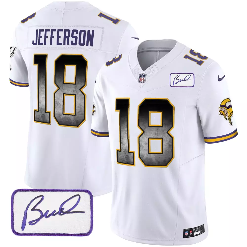 Justin Jefferson 18 Jersey White Gothic Sin City Minnesota Vikings Autograph Men