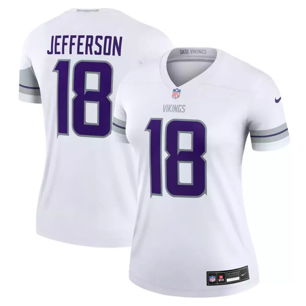 Justin Jefferson 18 Jersey White Skol Minnesota Vikings Women Limited Alternate Purple
