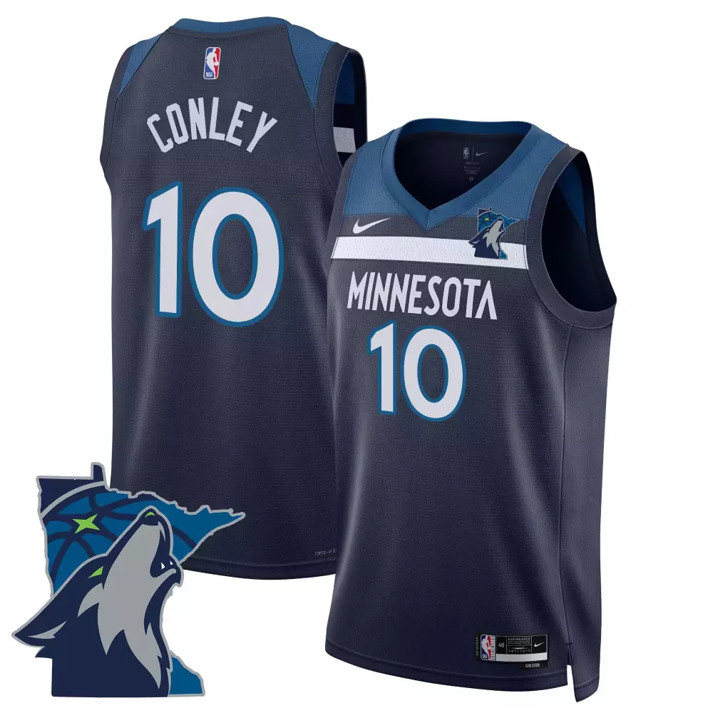 Mike Conley 10 Jersey Navy Minnesota Timberwolves Men Authentic Teal White Icon Swingman