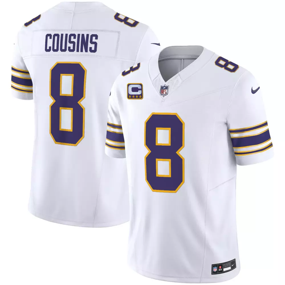 Kirk Cousins 8 Minnesota Vikings Jersey White Men Authentic Alternate Purple Gold