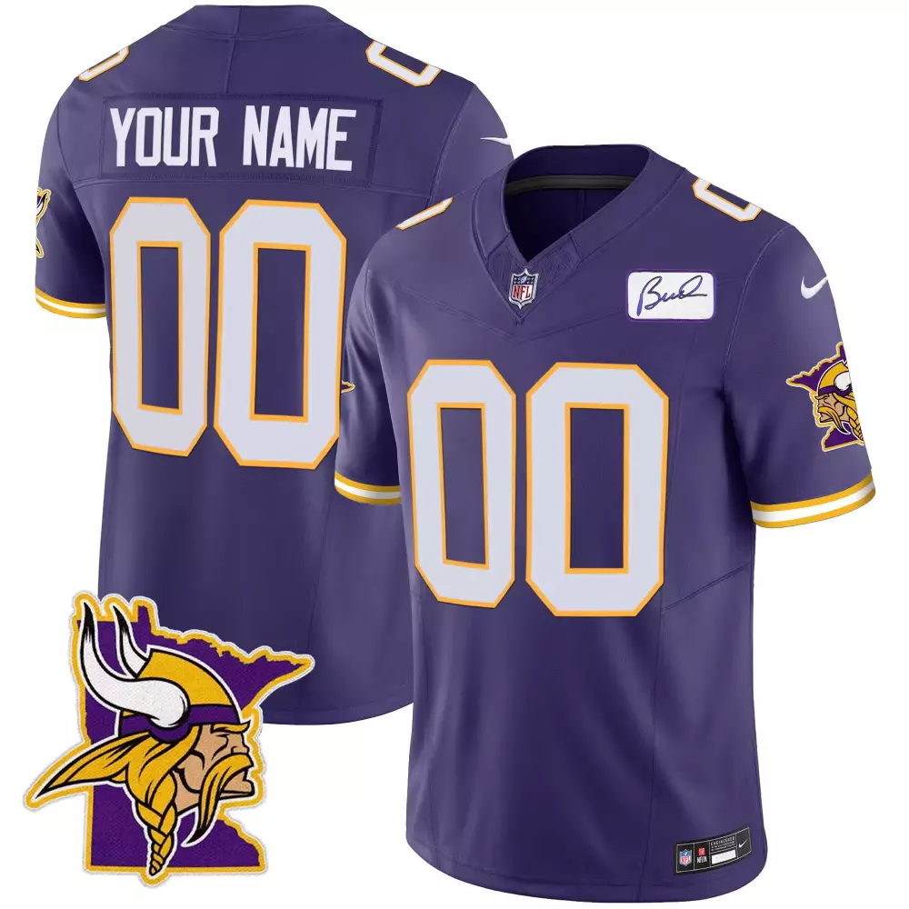 Custom Minnesota Vikings Jersey Purple Men Authentic Gold White Classic Limited v5