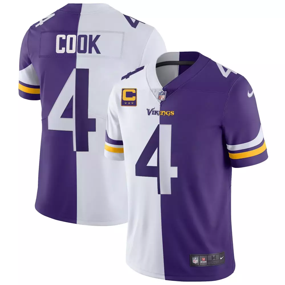 Dalvin Cook 4 Minnesota Vikings Jersey Purple Men Authentic Split Design White Yellow