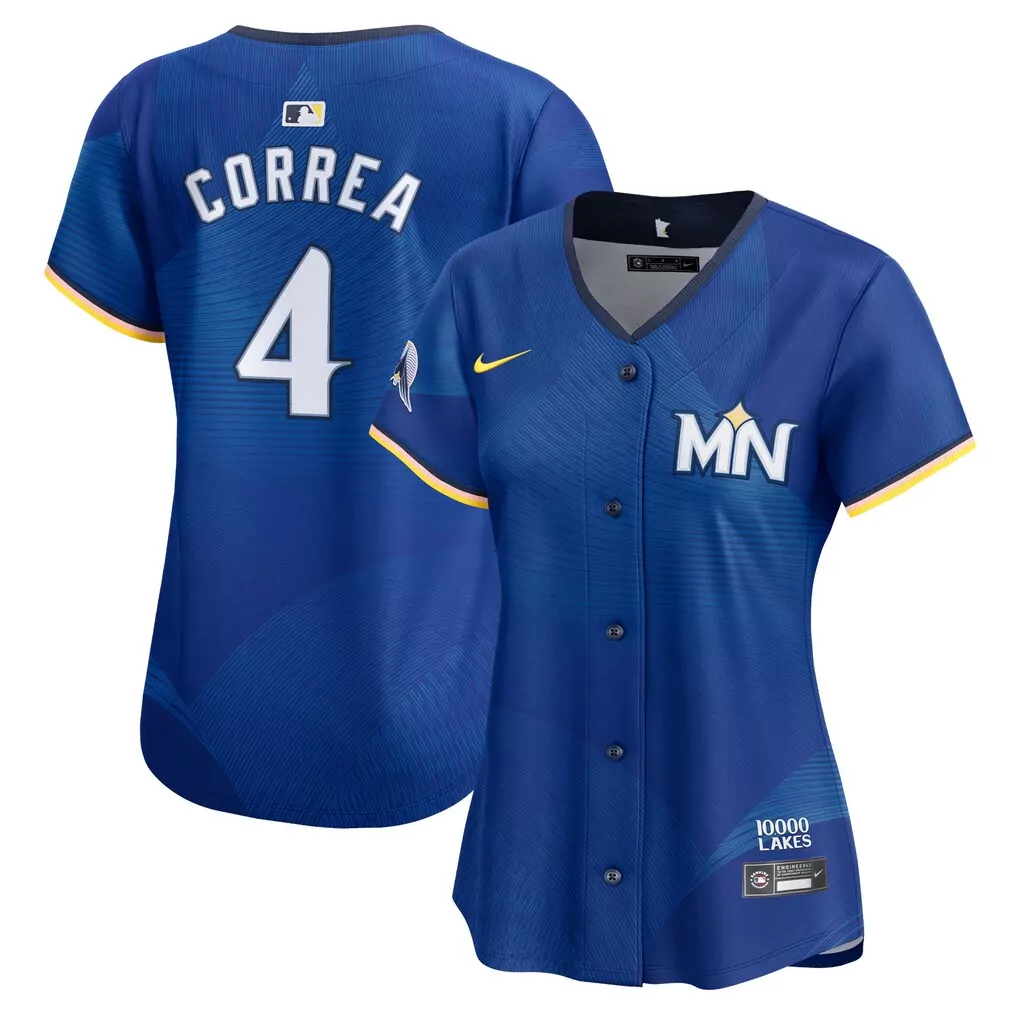 Carlos Correa 4 Minnesota Twins Jersey Blue 10000 Lakes Men Authentic Yellow White
