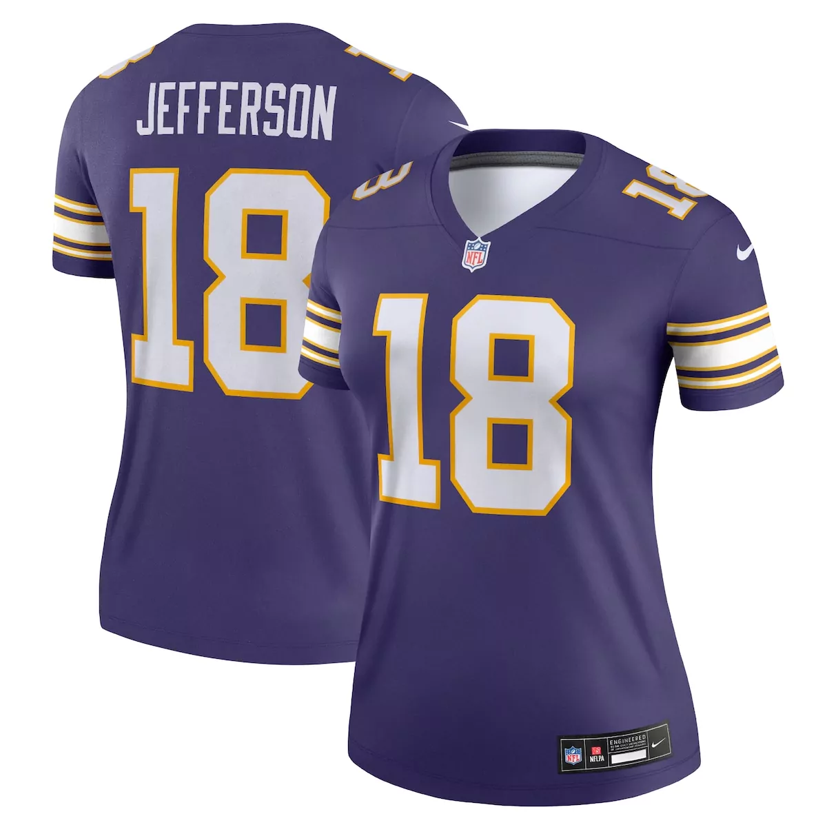 Justin Jefferson 18 Jersey Purple Minnesota Vikings Women Limited Gold White Alternate