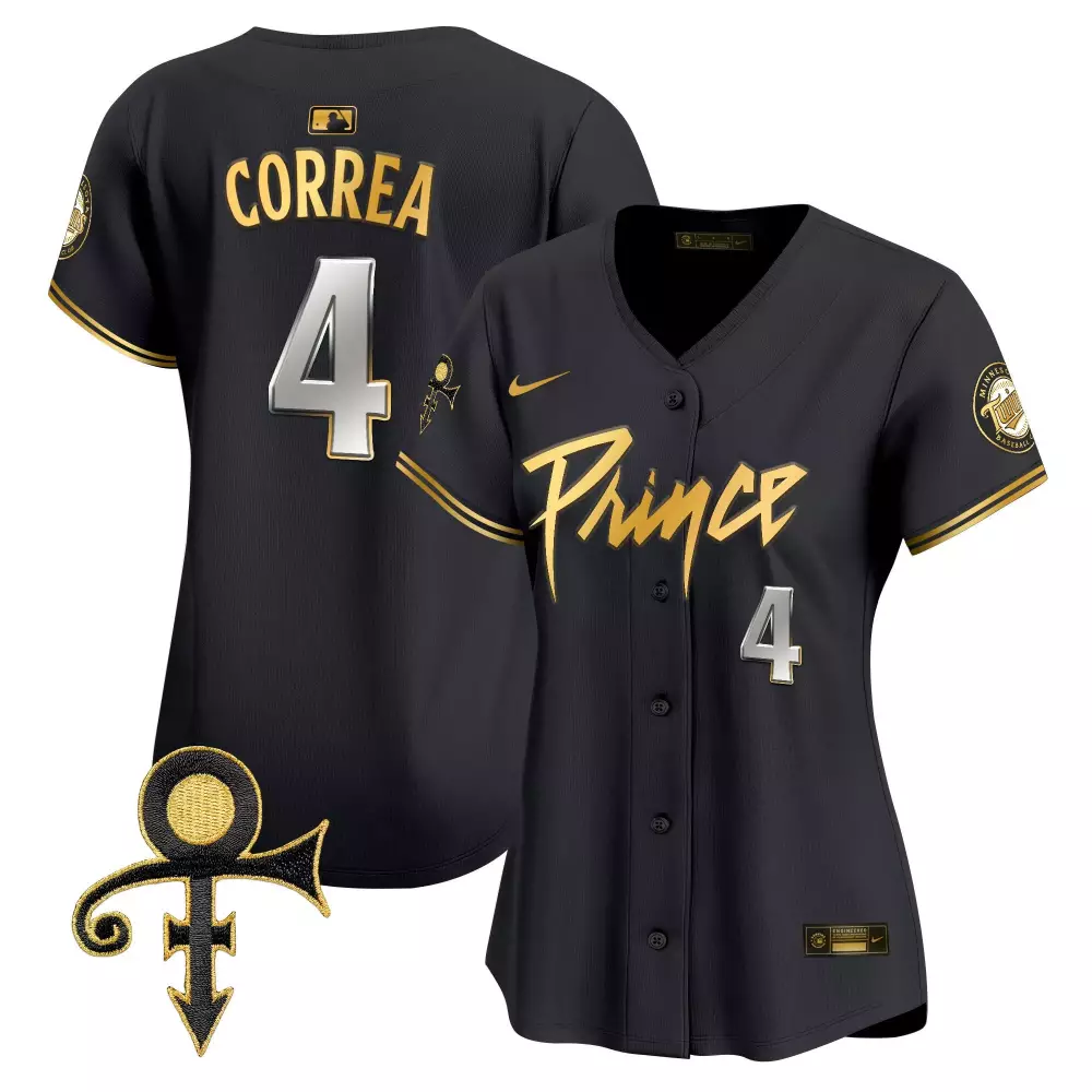 Carlos Correa 4 Minnesota Twins Jersey Black Prince Men Authentic Gold Vapor Premier