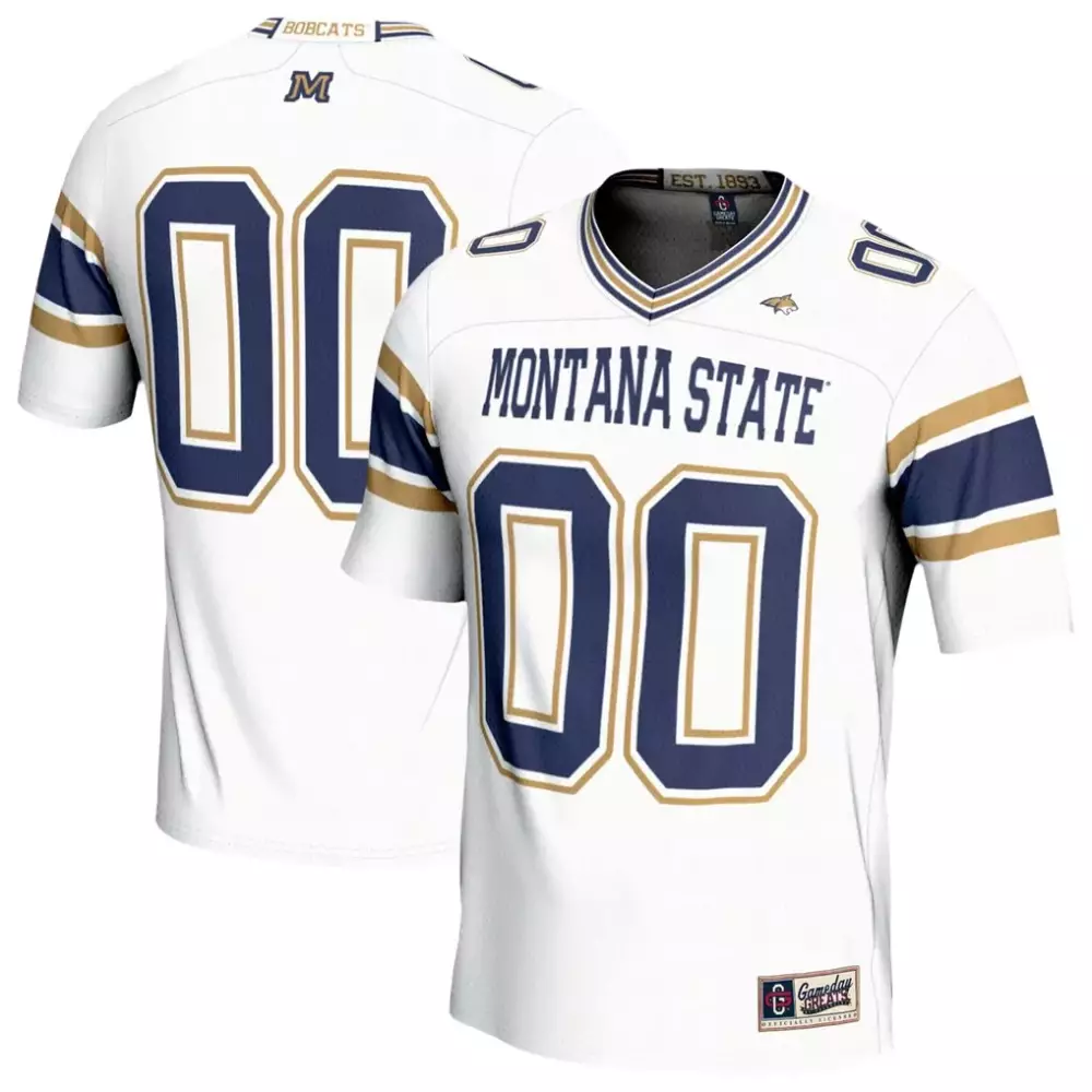 Custom Montana State Bobcats Jersey White Men Replica Navy Blue Gold Gameday Unisex