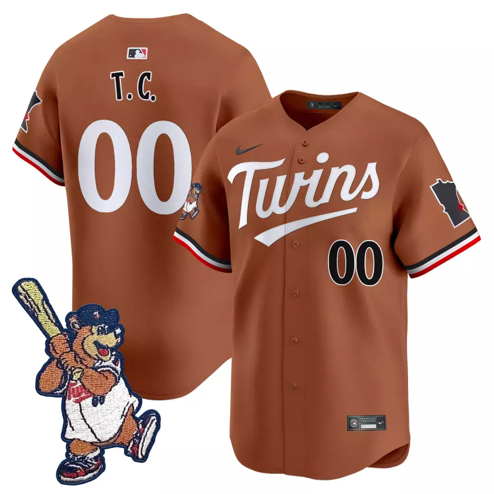 Kelce C Minnesota Twins Jersey Brown Gothic Sin City State Outline Men Authentic