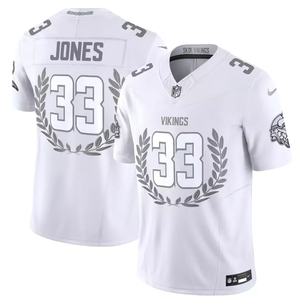 Aaron Jones 33 Minnesota Vikings Jersey White Skol Men Stitched Alternate Grey Vapor