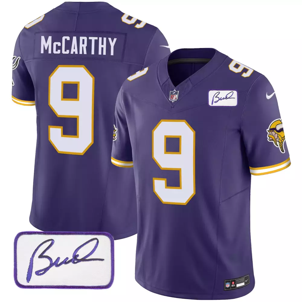 Mccarthy 9 Minnesota Vikings Jersey Purple Men Authentic Gold White Classic Limited