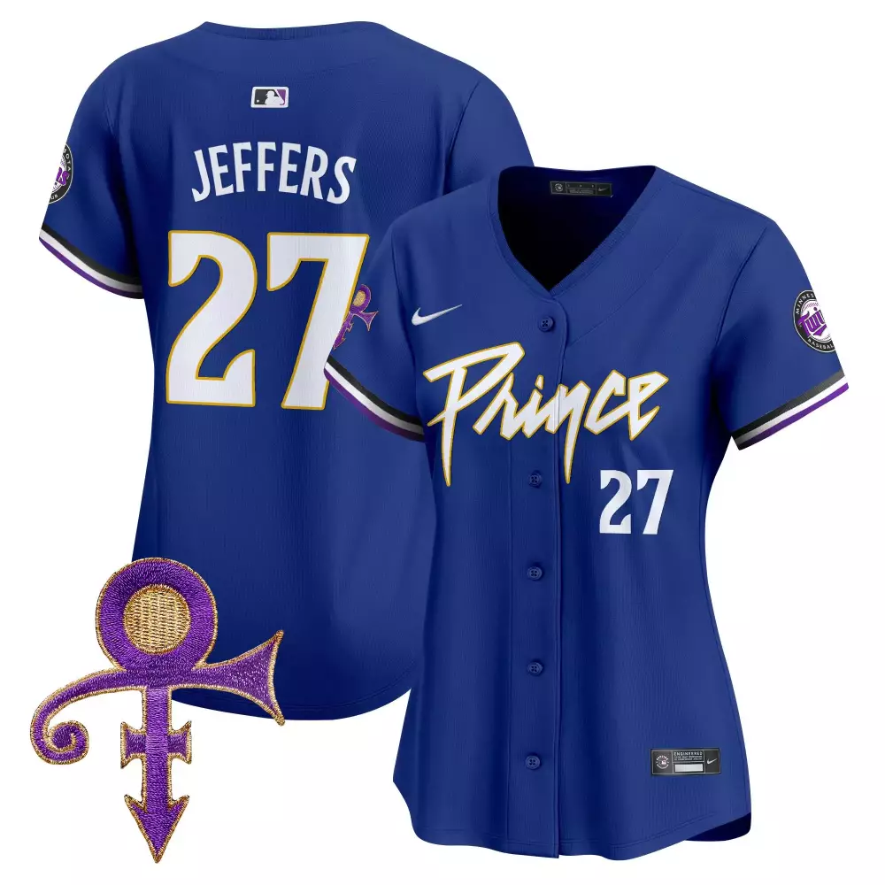 Jeffers Prince 27 Minnesota Twins Jersey Royal Blue Symbol Women Authentic White