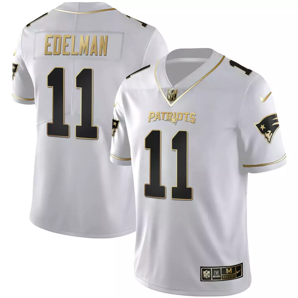 Julian Edelman 11 Jersey White New England Patriots Men Stitched Alternate Gold Black