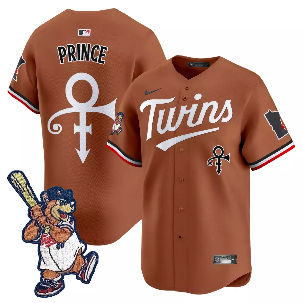 Prince Minnesota Twins Jersey Brown Symbol State Shape Men Authentic Alternate Custom Design