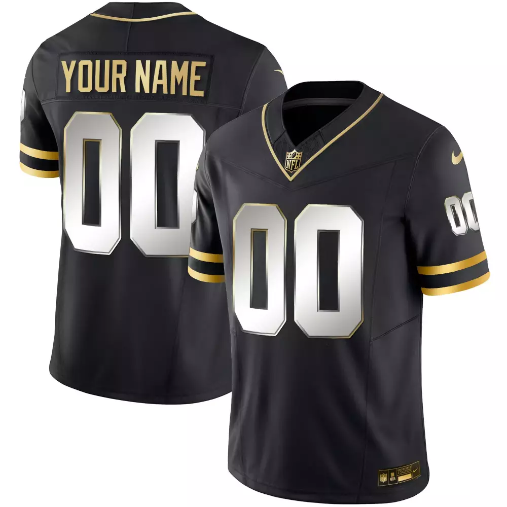 Custom Jersey Black Men Stitched Gold
