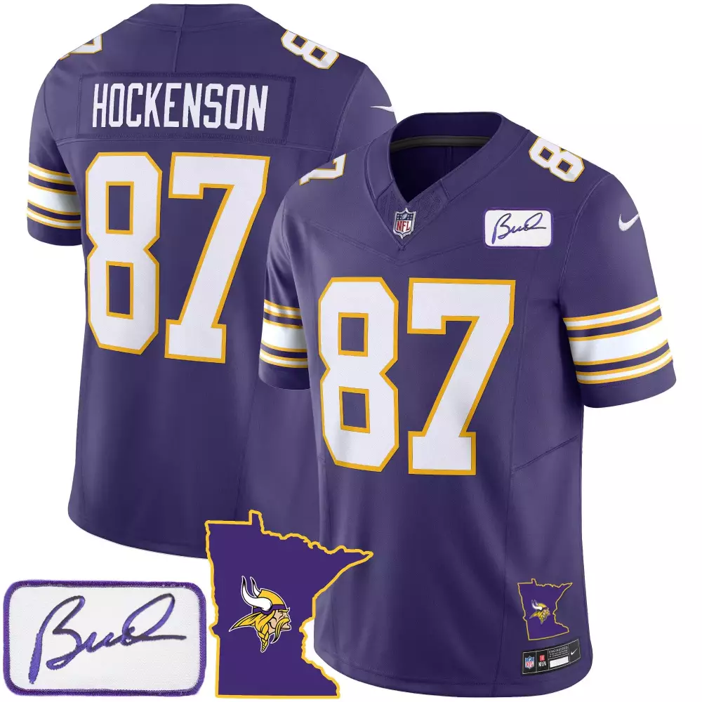 T.j. Hockenson 87 Jersey Purple Minnesota Vikings Men Stitched White Gold Classic