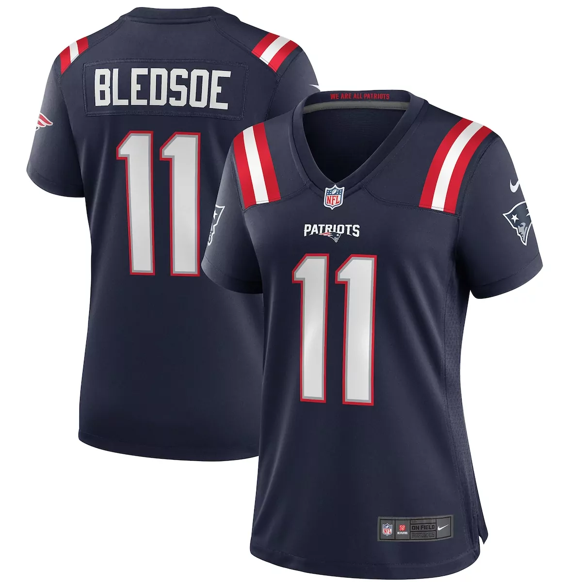 Drew Bledsoe 11 Jersey Navy New England Patriots Women Stitched White Red Game Retired