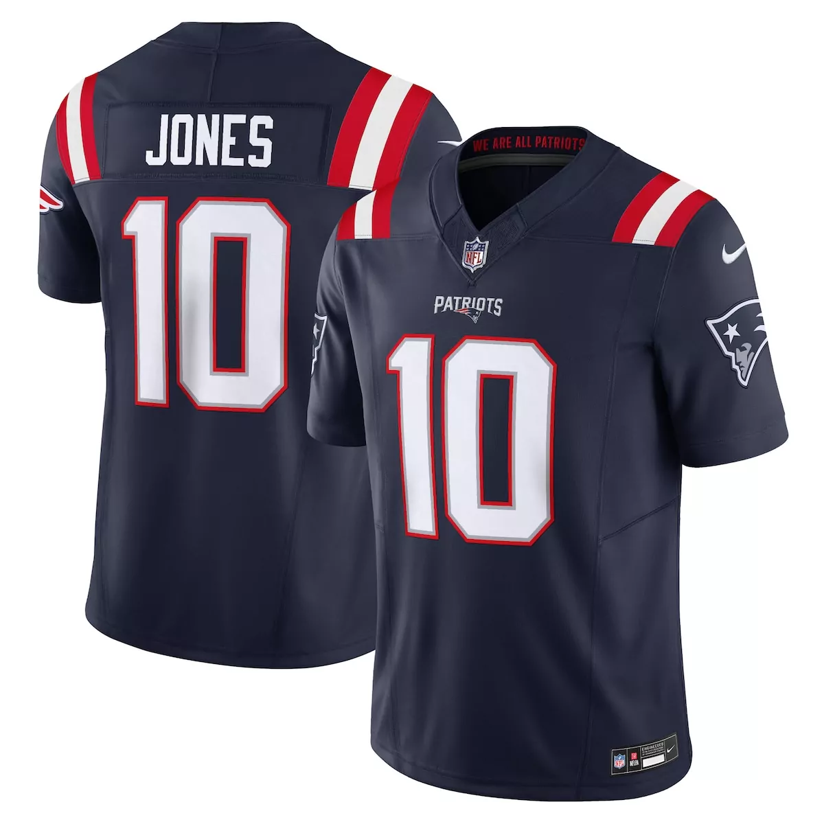Mac Jones 10 New England Patriots Jersey Navy Blue Men Stitched White Red Vapor Limited