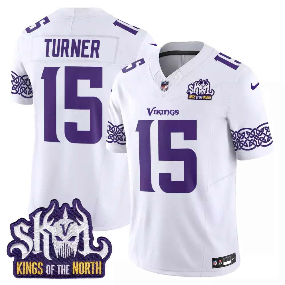 Dallas Turner 15 Jersey White Skol Kings Of The North Minnesota Vikings Men Authentic