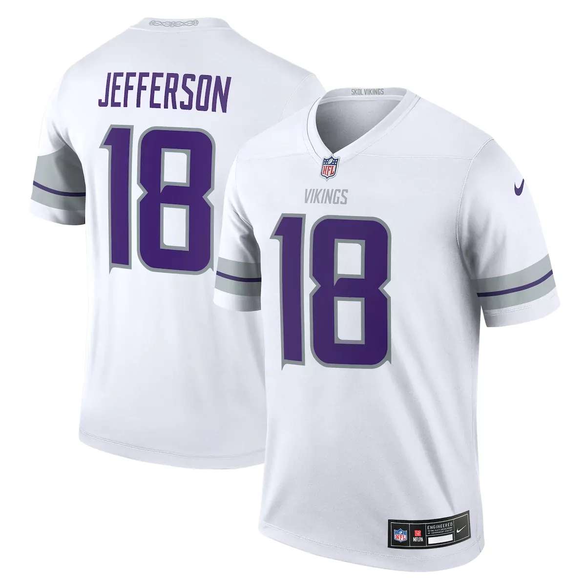 Justin Jefferson 18 Jersey White Minnesota Vikings Men Stitched Alternate Purple