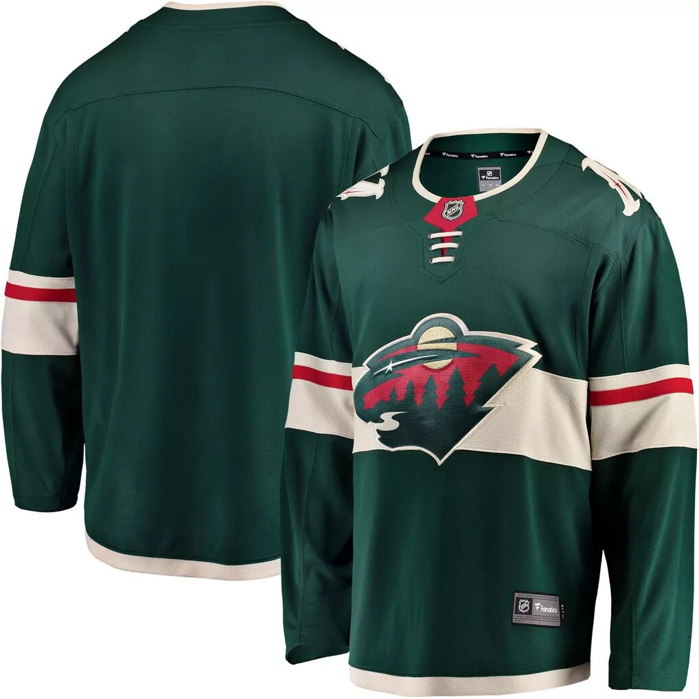 Custom Minnesota Wild Jersey Green Men Fanatics White Red Breakaway Home