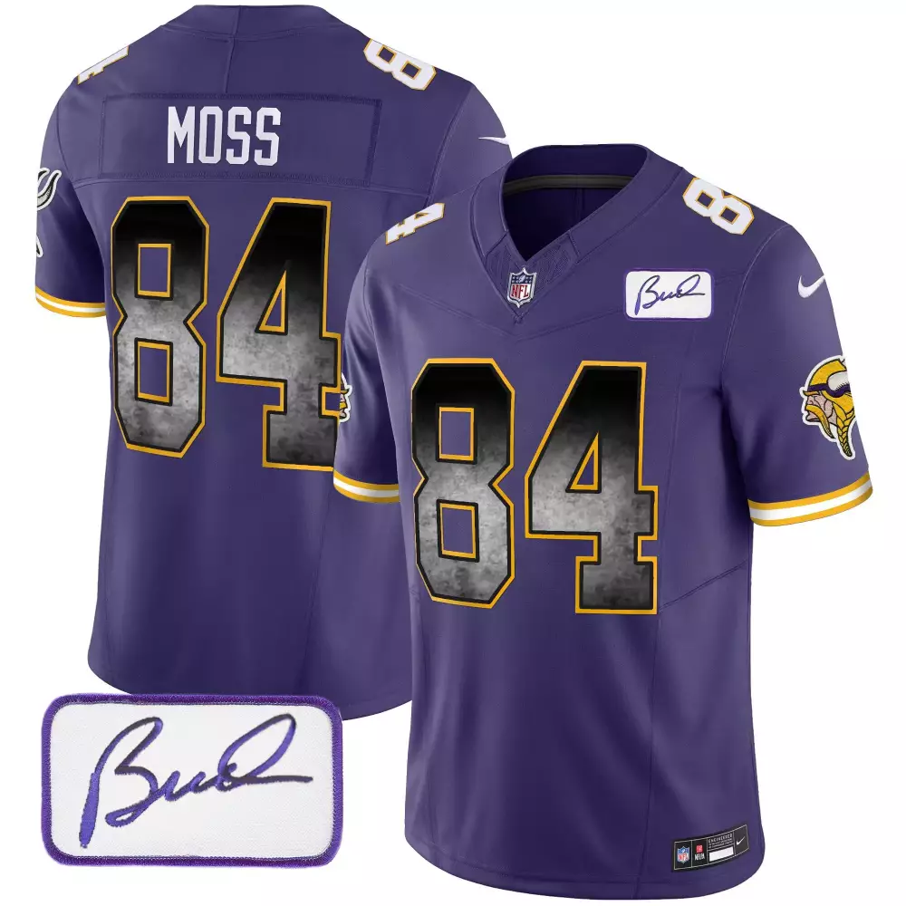 Randy Moss 84 Minnesota Vikings Jersey Purple Men Replica Gold White Vapor All Stitched