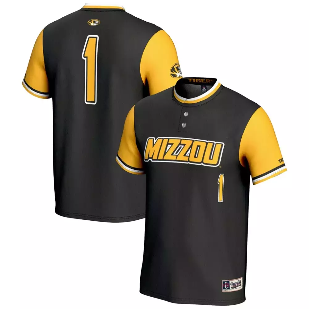 Custom Missouri Tigers 1 Jersey Black Men Replica Gold Gameday Unisex