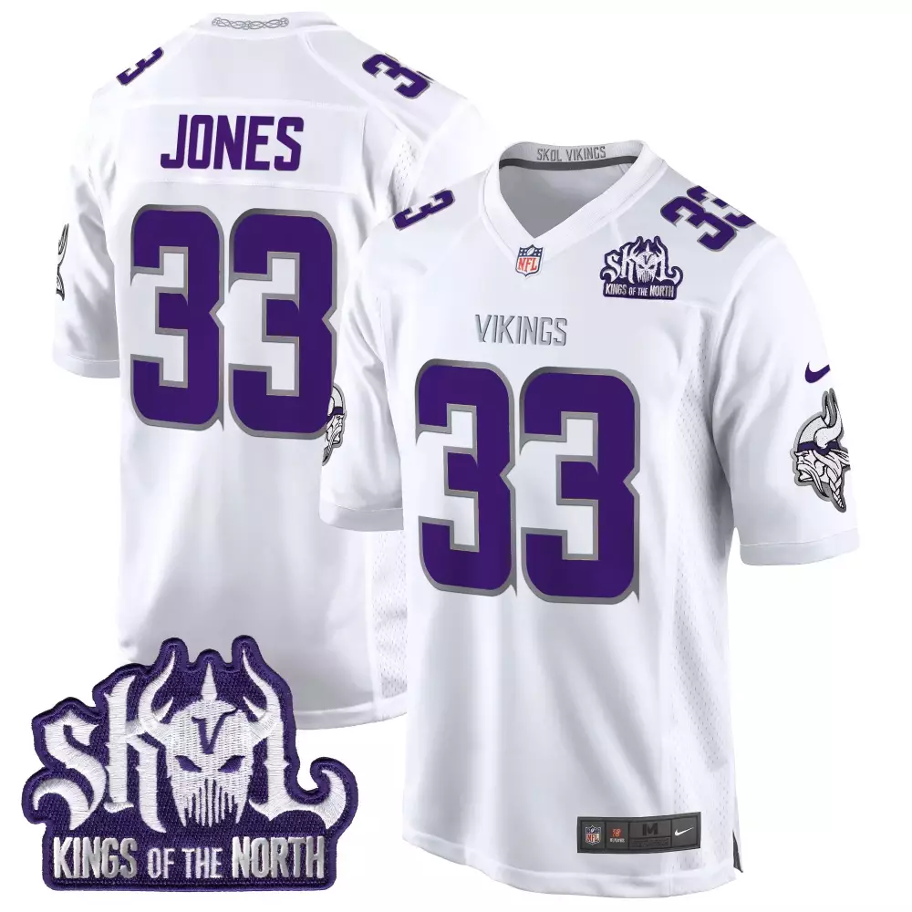 Aaron Jones 33 Minnesota Vikings Jersey White Skol Kings Of The North Men Stitched