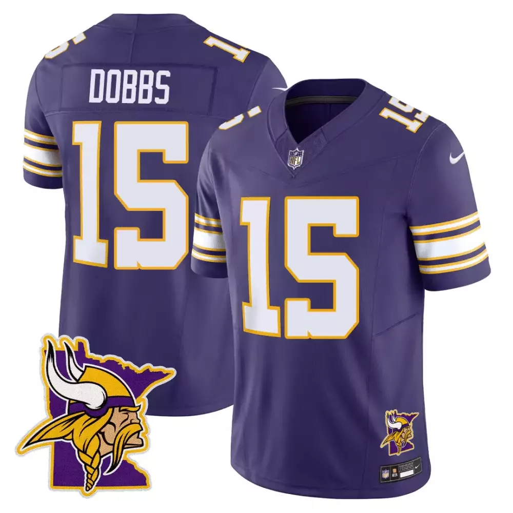 Dobbs 15 Minnesota Vikings Jersey Purple Men Authentic White Gold All Stitched Limited