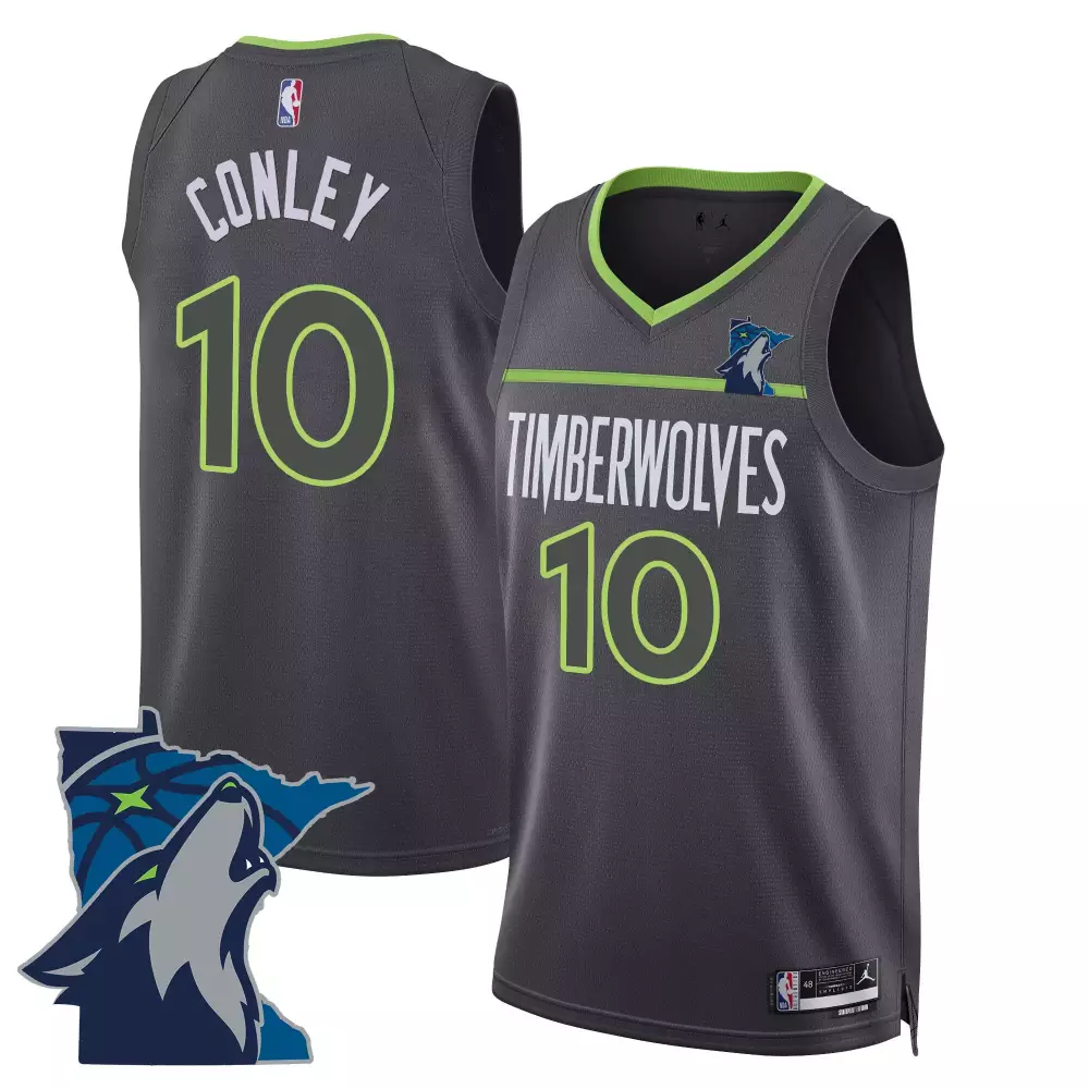 Mike Conley 10 Jersey Grey Minnesota Timberwolves Men Authentic Alternate Neon Green