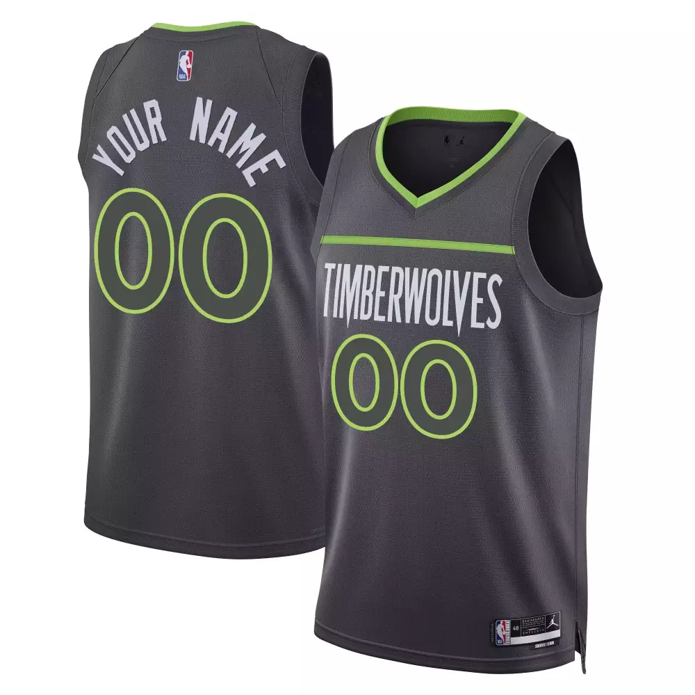 Custom Minnesota Timberwolves Jersey Gray Men Stitched Neon Green