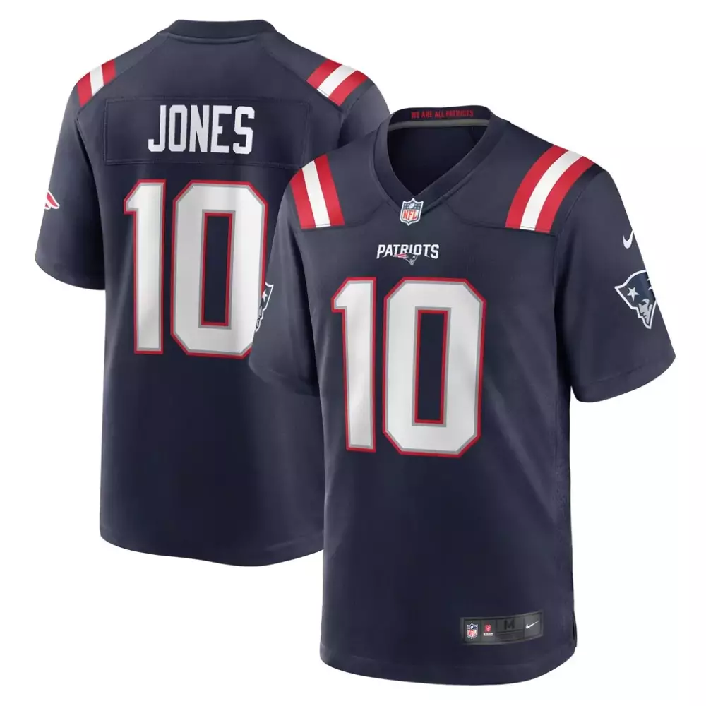 Mack Hollins 10 Jersey Navy Blue Null New England Patriots Men Replica White Red