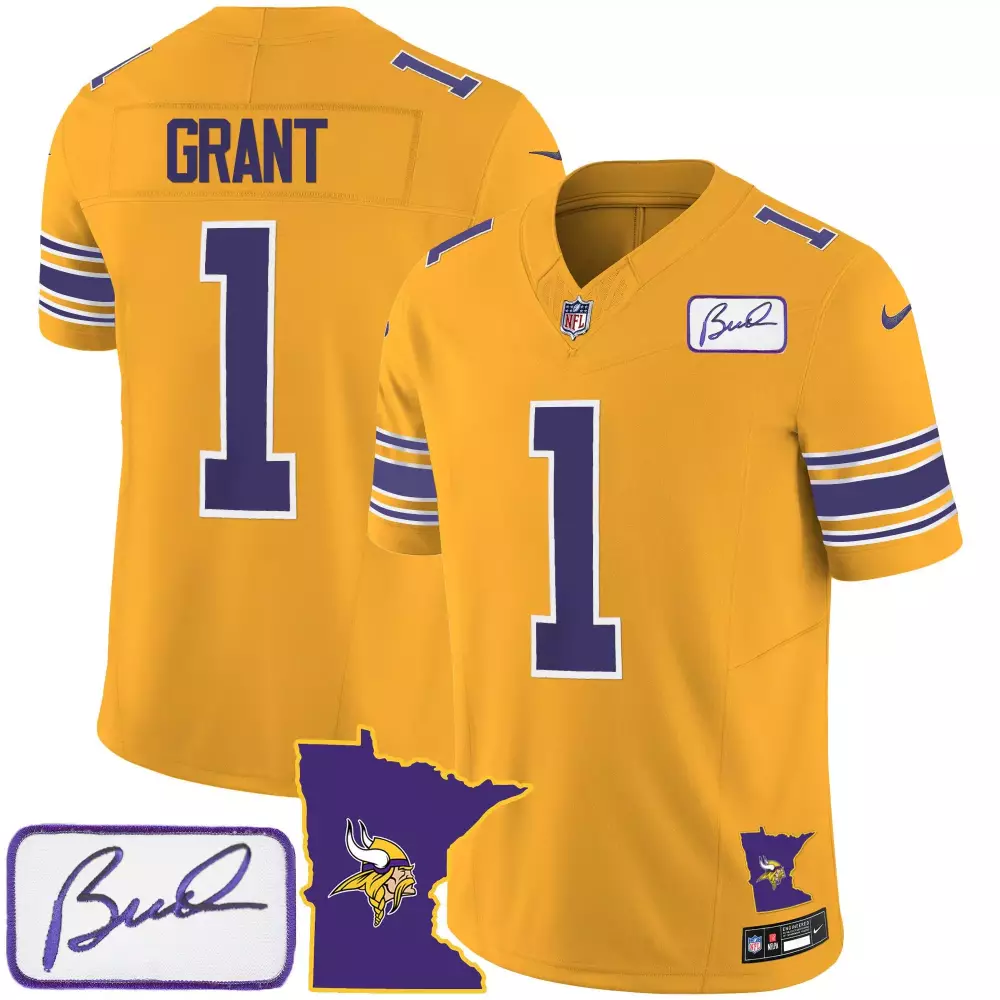 Bud Grant 1 Minnesota Vikings Jersey Gold Gothic Sin City Men Authentic Alternate