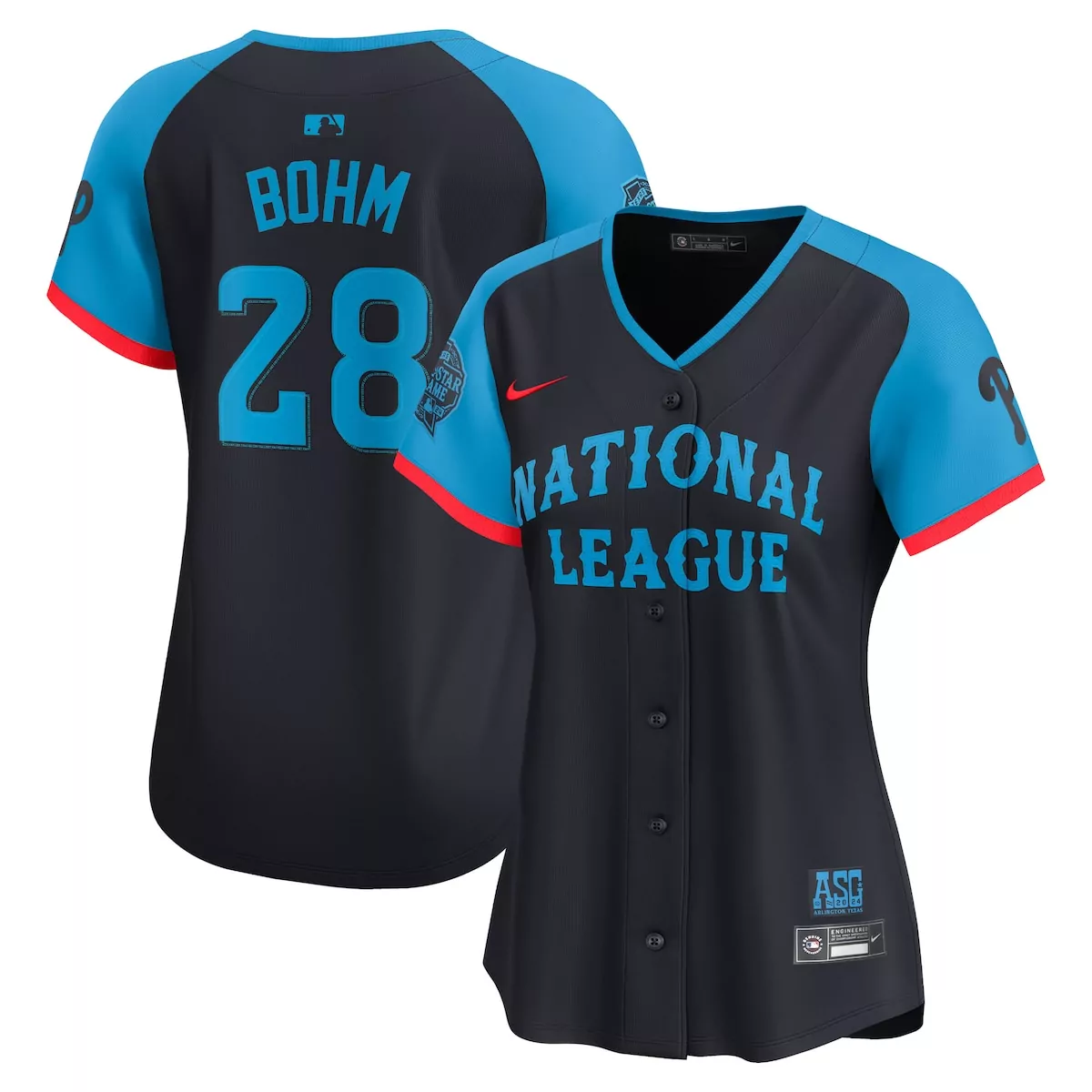 Alec Bohm 28 National League Jersey Black MLB All-star Game Men Authentic Light Blue