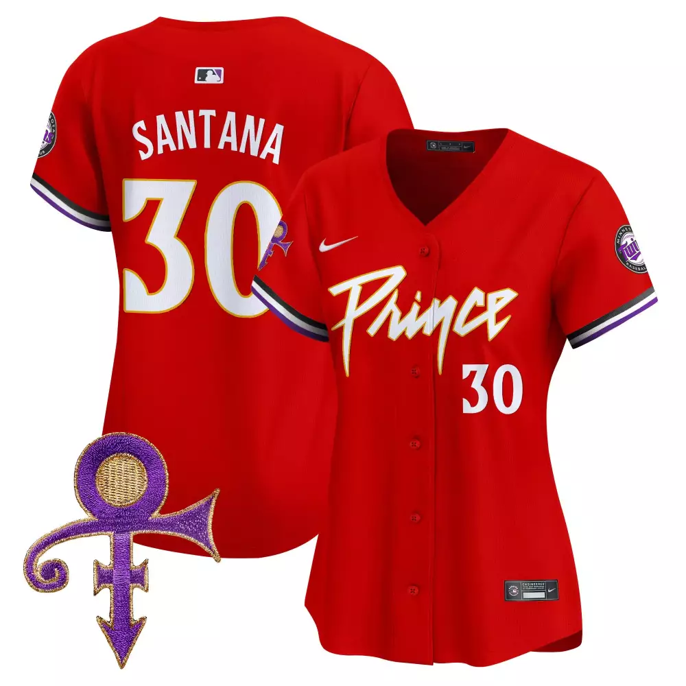 Santana Prince 30 Minnesota Twins Jersey Red Symbol Men Authentic White Purple Black