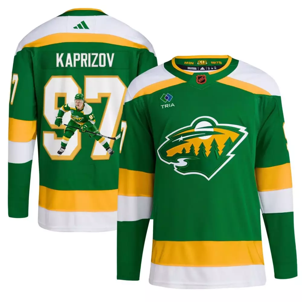 Kirill Kaprizov 97 Minnesota Wild Jersey Green Men Authentic White Yellow All Stitched