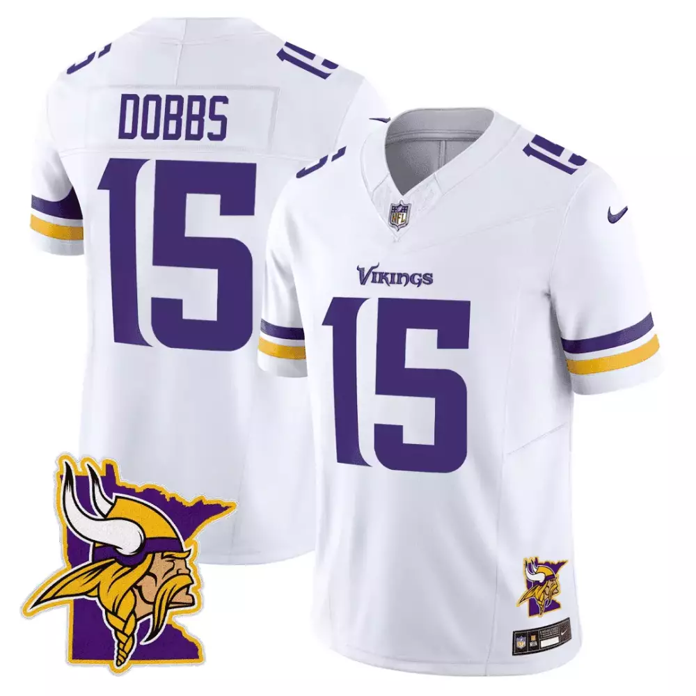 Josh Dobbs 15 Minnesota Vikings Jersey White Men Stitched Alternate Purple Yellow