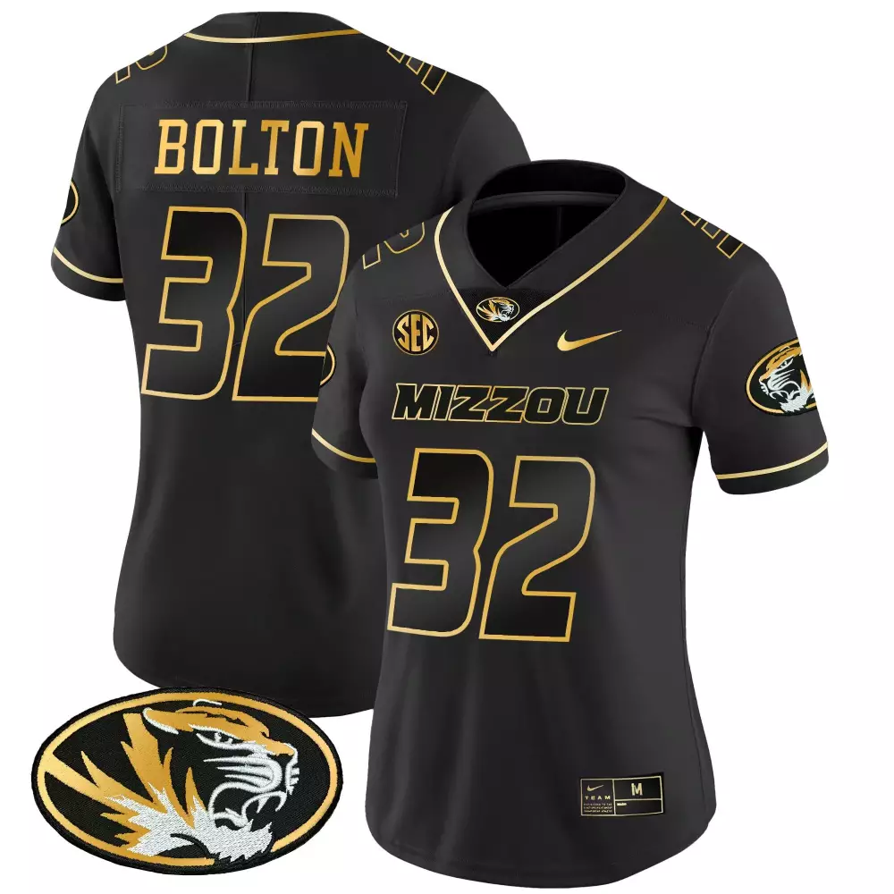 Jayden Bolton 32 Missouri Tigers Jersey Black Mizzou Women Stitched Gold Vapor All