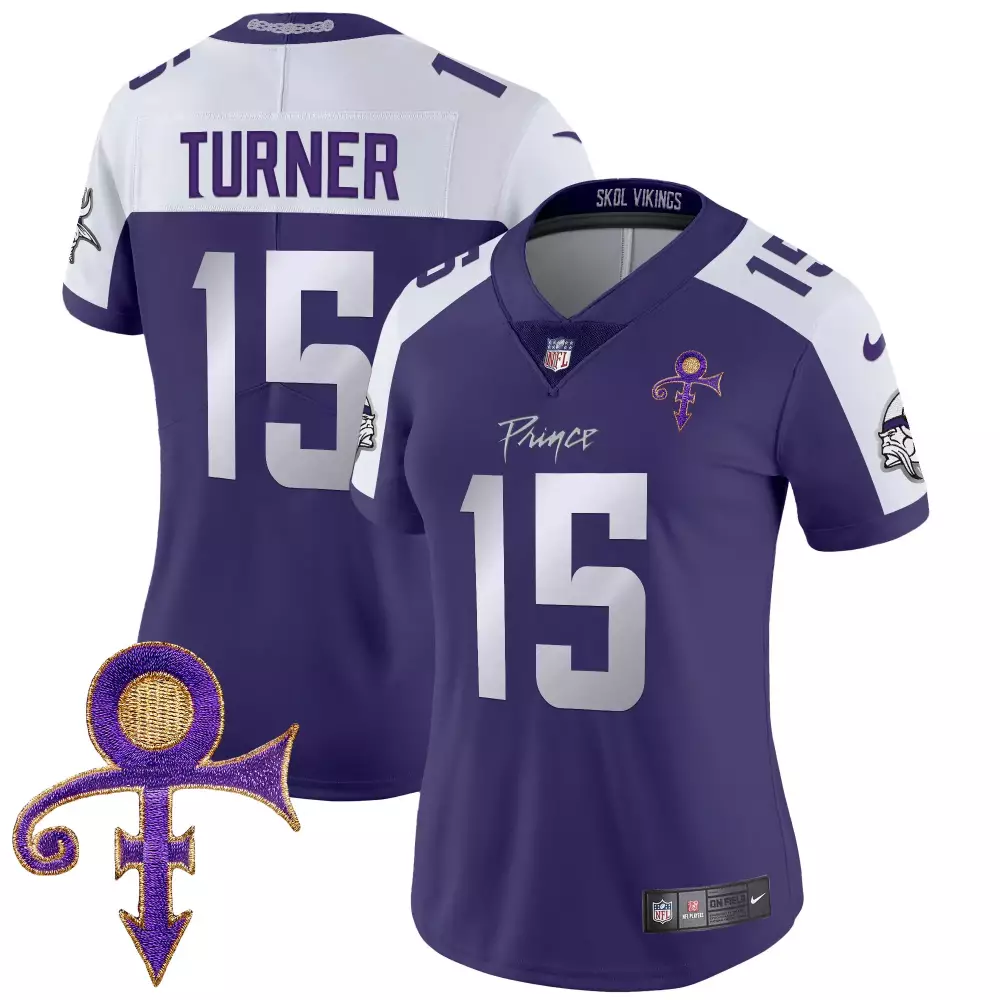 Dallas Turner 15 Jersey Purple Prince Minnesota Vikings Women Limited Alternate White