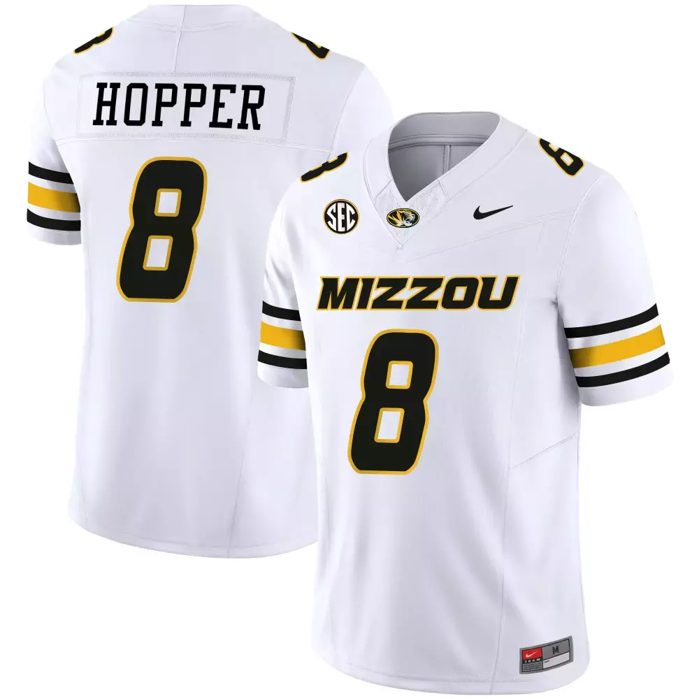 Tyron Hopper 8 Missouri Tigers Jersey White Men Replica Black Gold Vapor Limited