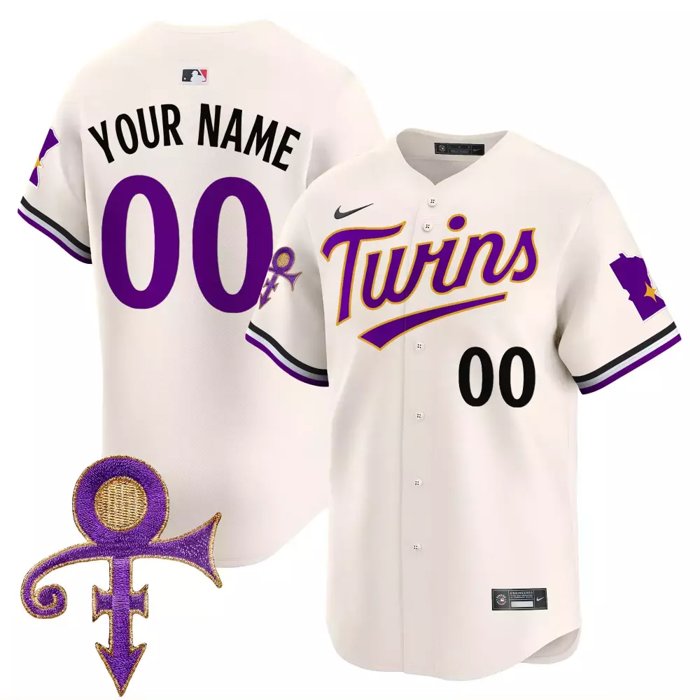 Custom Minnesota Twins Jersey Cream Prince 'love Symbol' Men Authentic Alternate