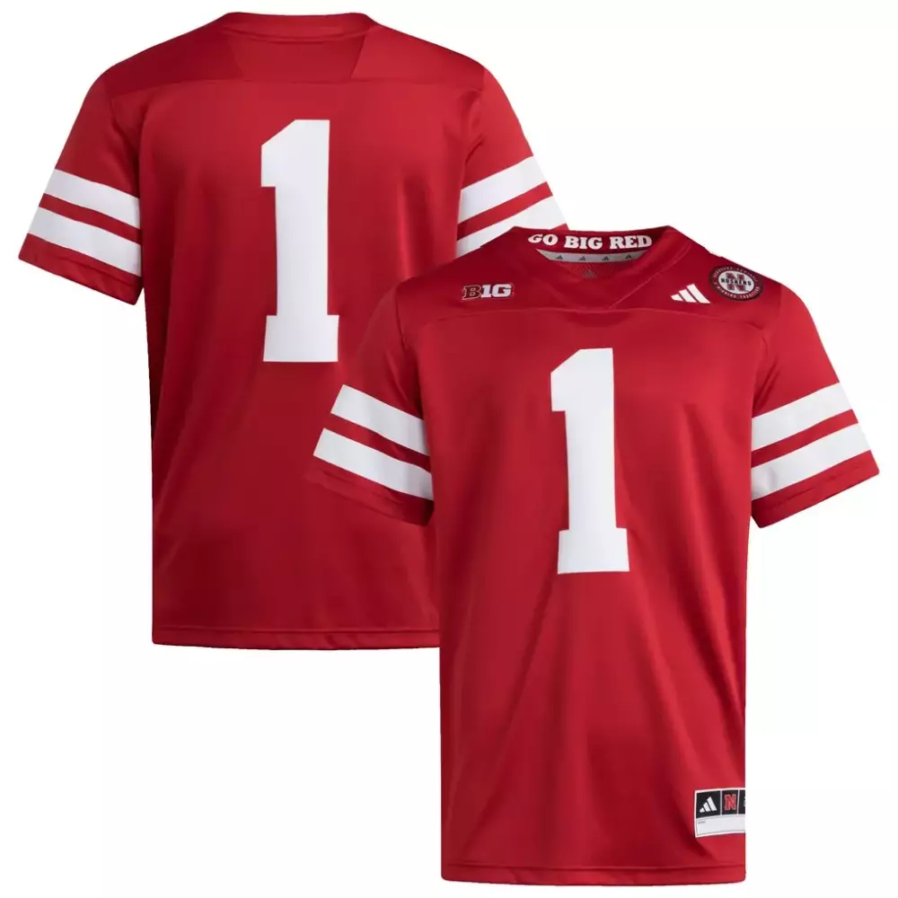Custom Nebraska Cornhuskers 1 Jersey Red Men Replica White Premier