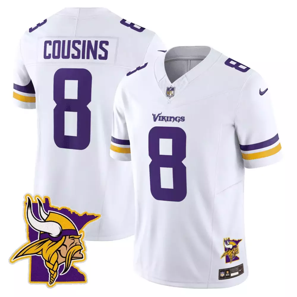 Kirk Cousins 8 Minnesota Vikings Jersey White Men Stitched Alternate Purple Yellow