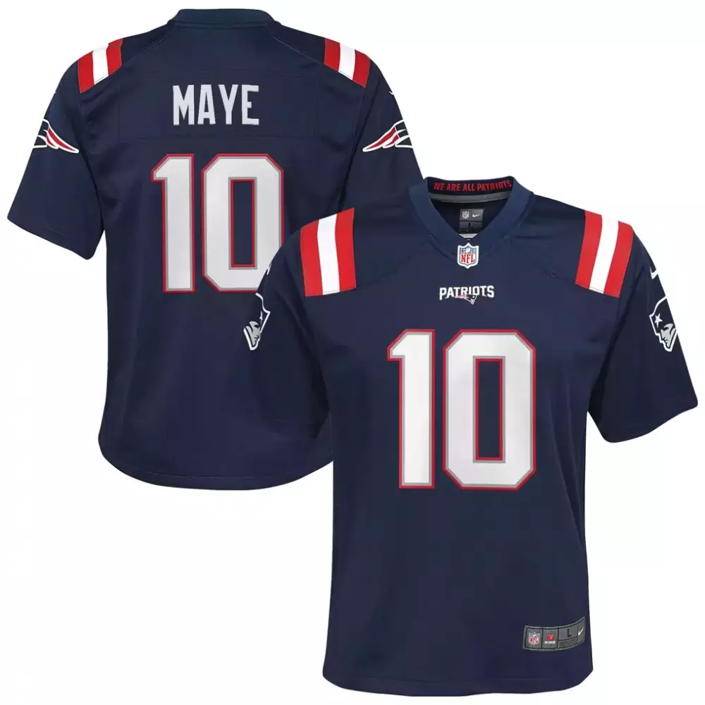 Drake Maye 10 Jersey Navy New England Patriots Men N/a Red White Game