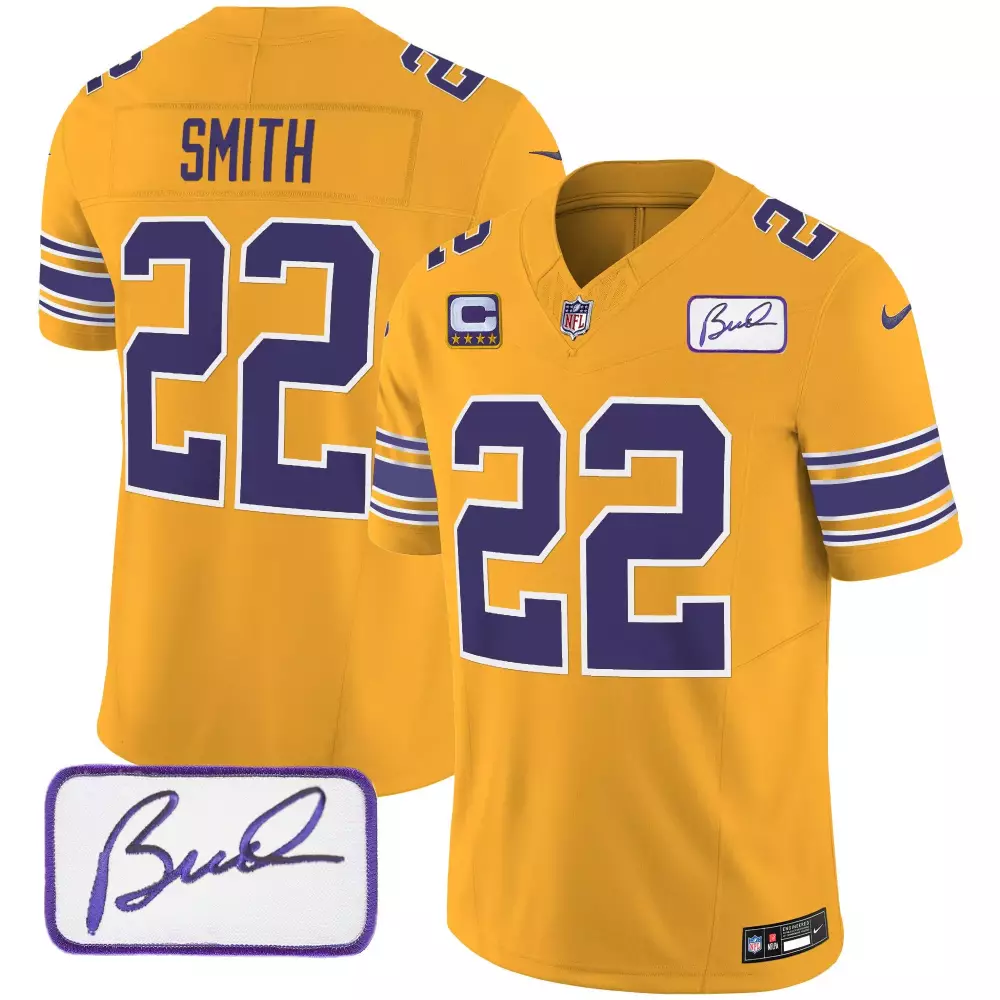 Harrison Smith 22 Jersey Gold Bud Grant Signature Minnesota Vikings Stars Men Stitched
