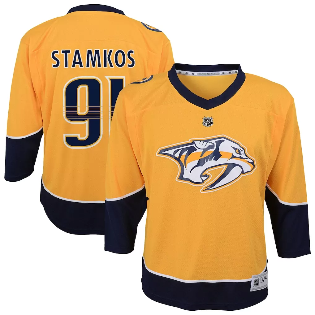 Steven Stamkos 91 Jersey Yellow Nashville Predators Men Authentic Navy Blue White