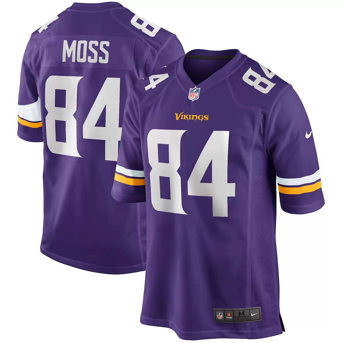 Randy Moss 84 Minnesota Vikings Jersey Purple Men Replica White Gold Orange Game