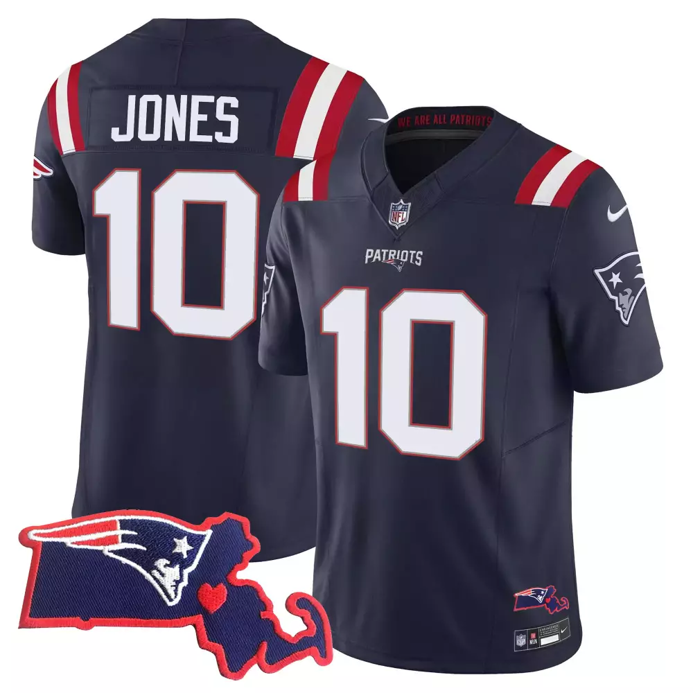Jones 10 New England Patriots Jersey Navy City Connect Massachusetts Shape Heart