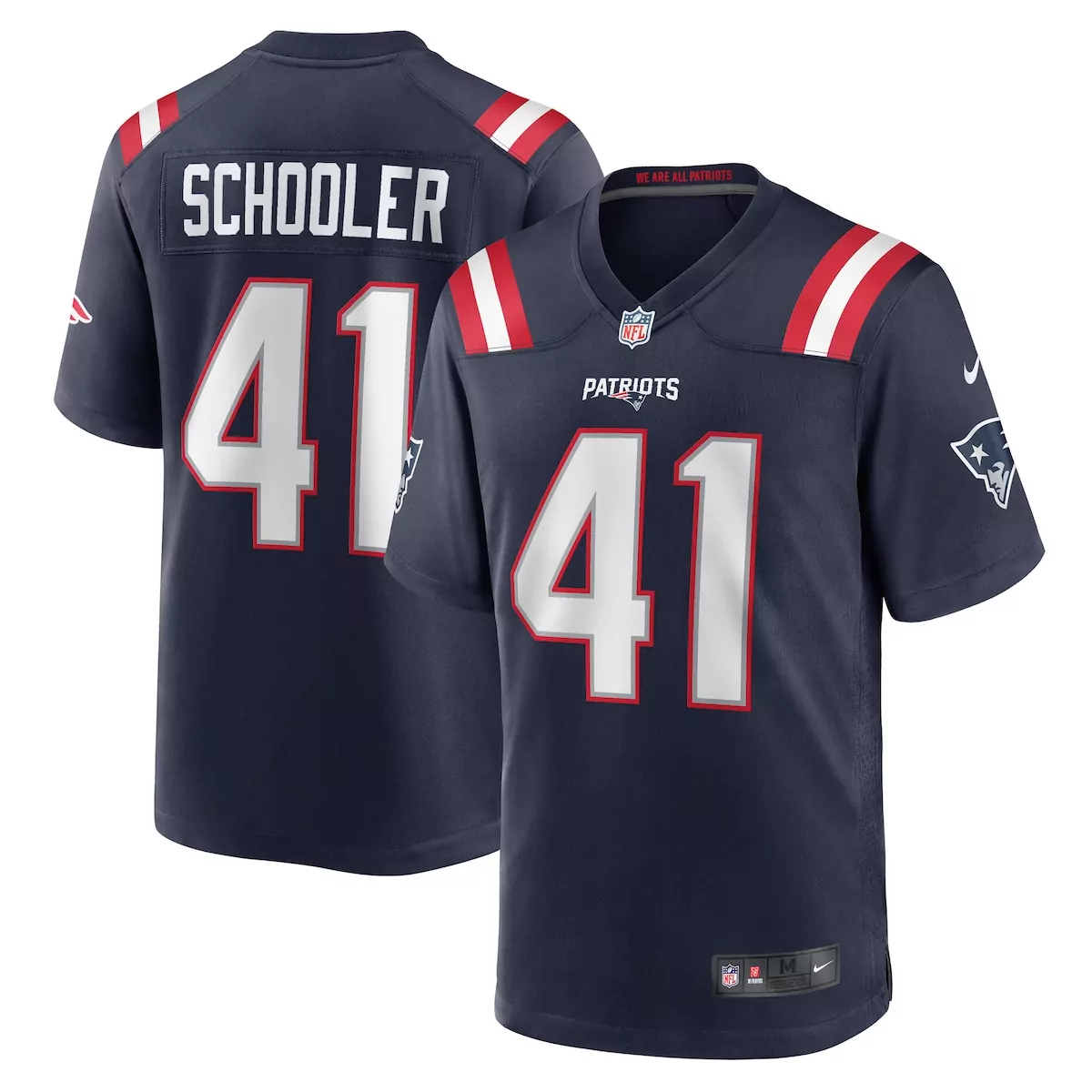 Brenden Schooler 41 Jersey Navy Blue New England Patriots Men Authentic Red White