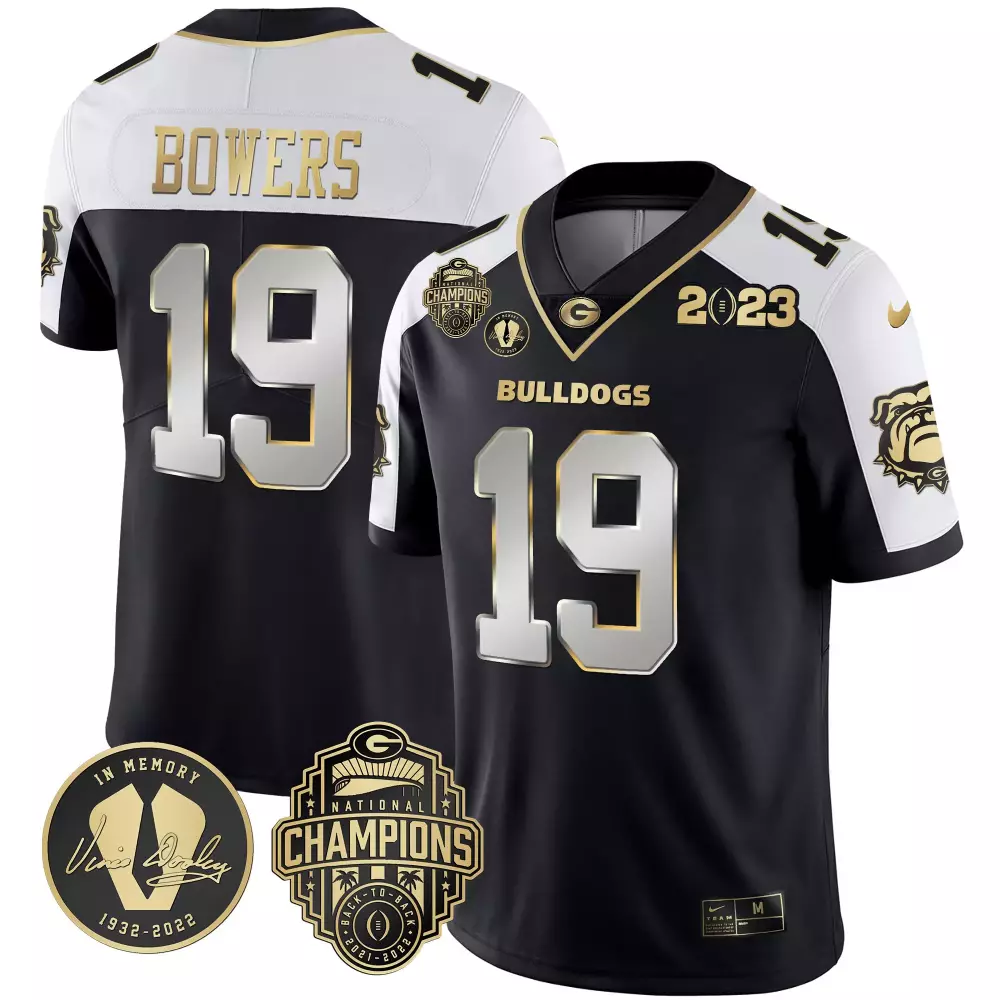 Bowers Bulldogs 19 Jersey Black National Champions Georgia Memory Vince Dooley 1932-2022 2023
