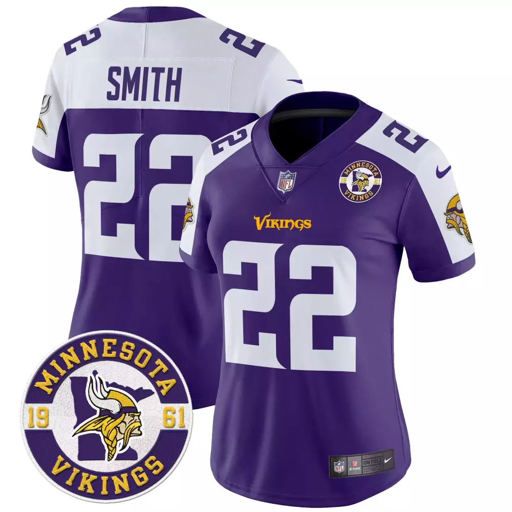 Harrison Smith 22 Jersey Purple Minnesota Vikings 1961 Women Stitched White Gold