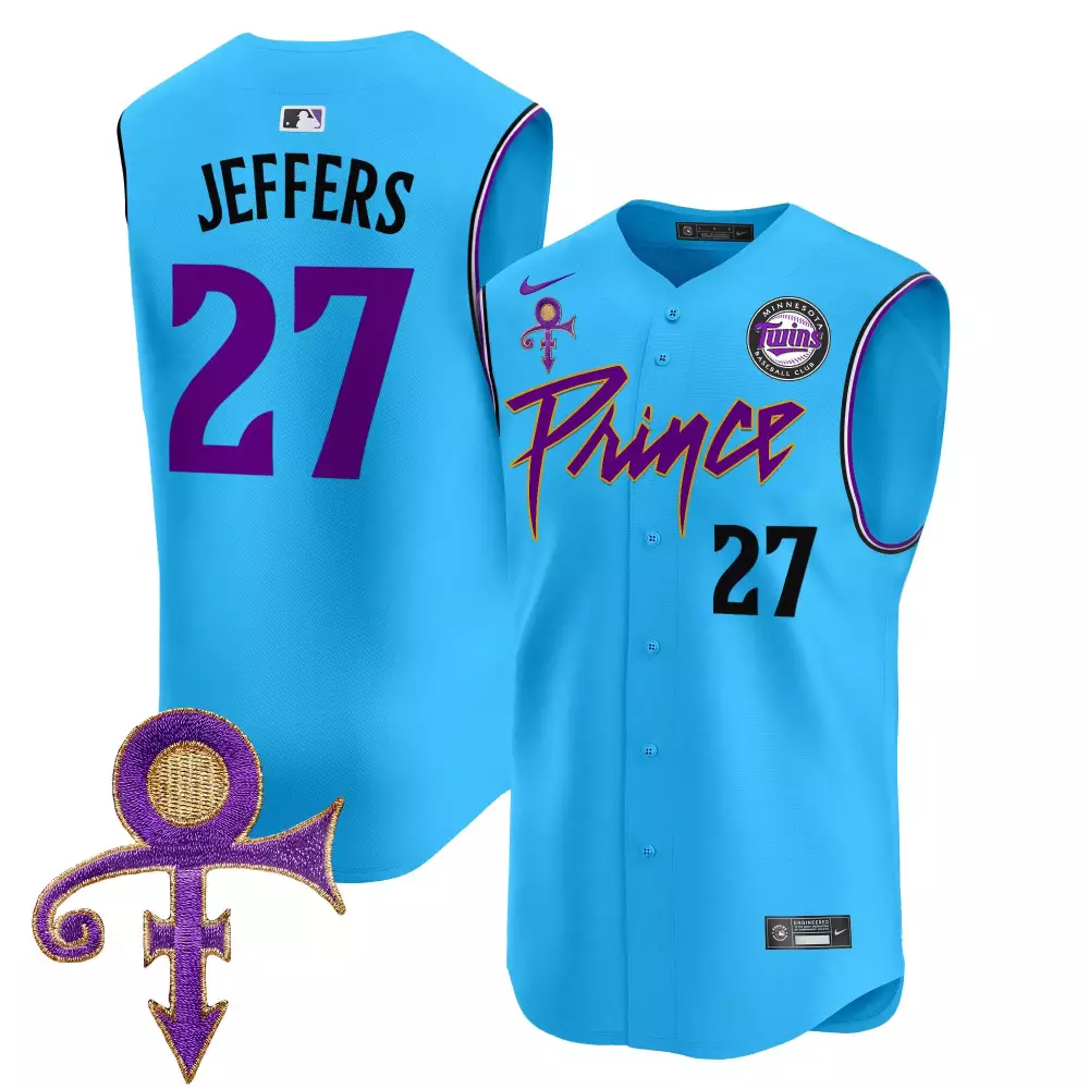 Jeffers Prince 27 Minnesota Twins Jersey Blue Men Authentic Custom Design Purple